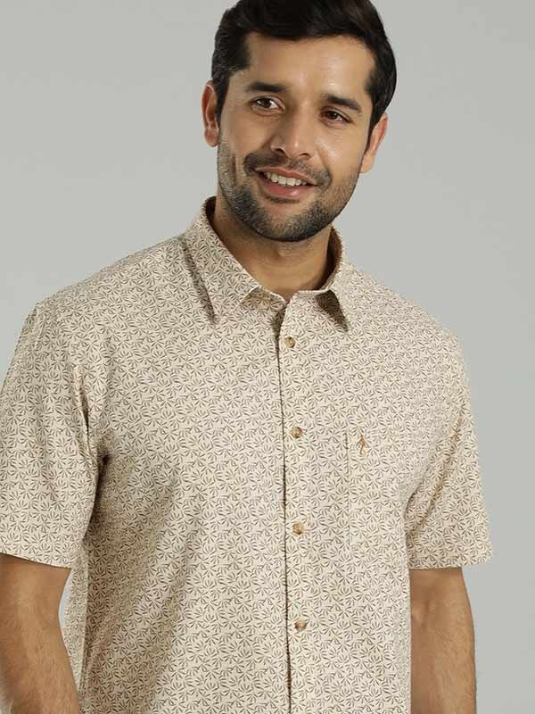 Indian Terrain Men All Over Print Beige Shirt